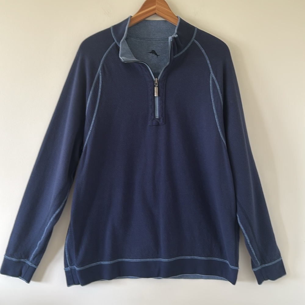 Tommy Bahama Flip Shore Reversible Quarter Zip Sweater‎ Size XL